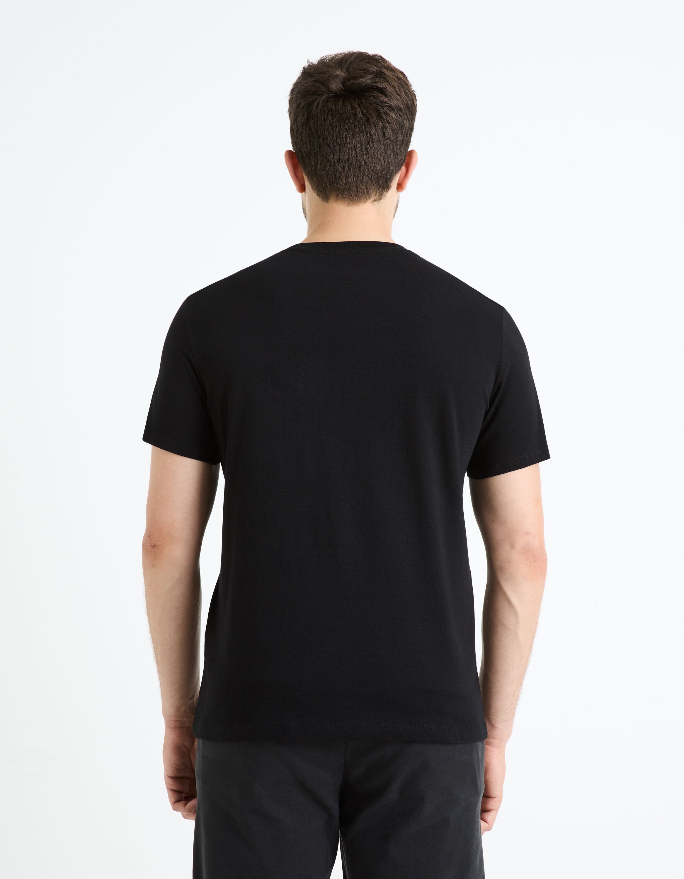100% Cotton Round Neck T-Shirt - Black_FEFROG_BLACK_04