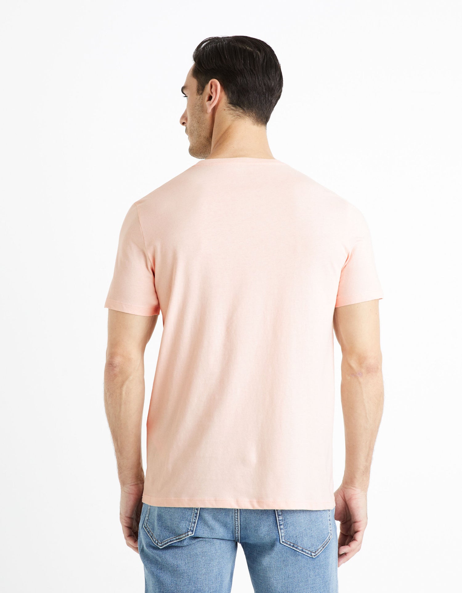 100% Cotton Round Neck T-Shirt - Pink_FEGRUME_DUSTY PINK 01_04