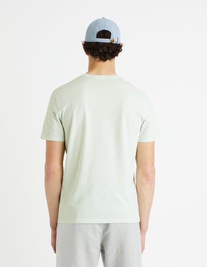 100% Cotton Round Neck T-Shirt - Light Green_FEGRUME_LIGHT GREEN_04