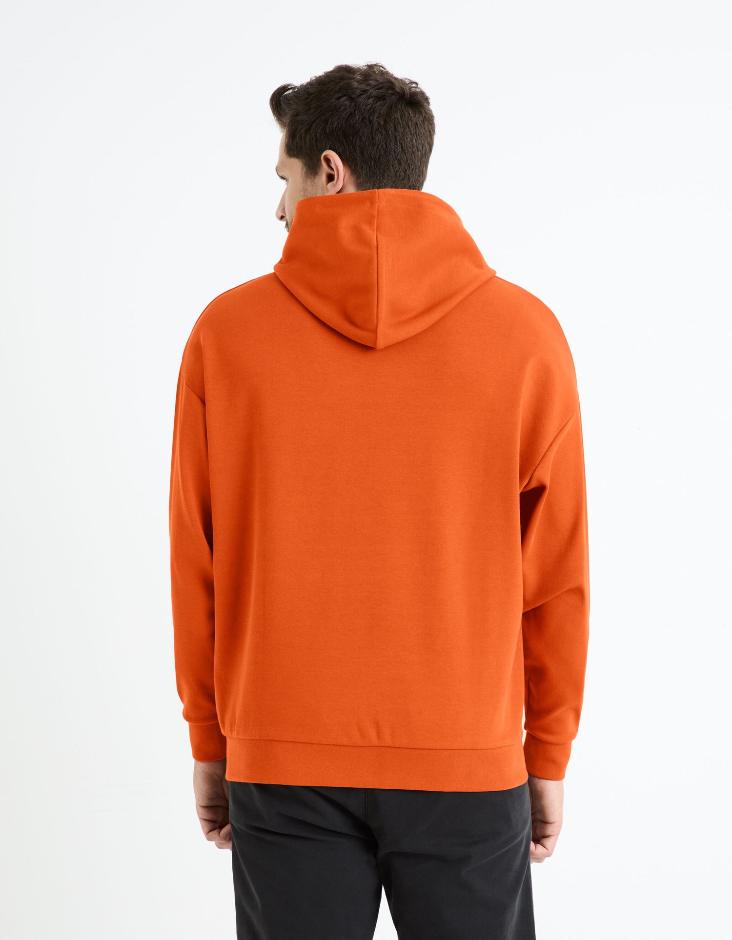 Stretch Cotton Hoodie - Orange_FEHARD_BURNT ORANGE_04