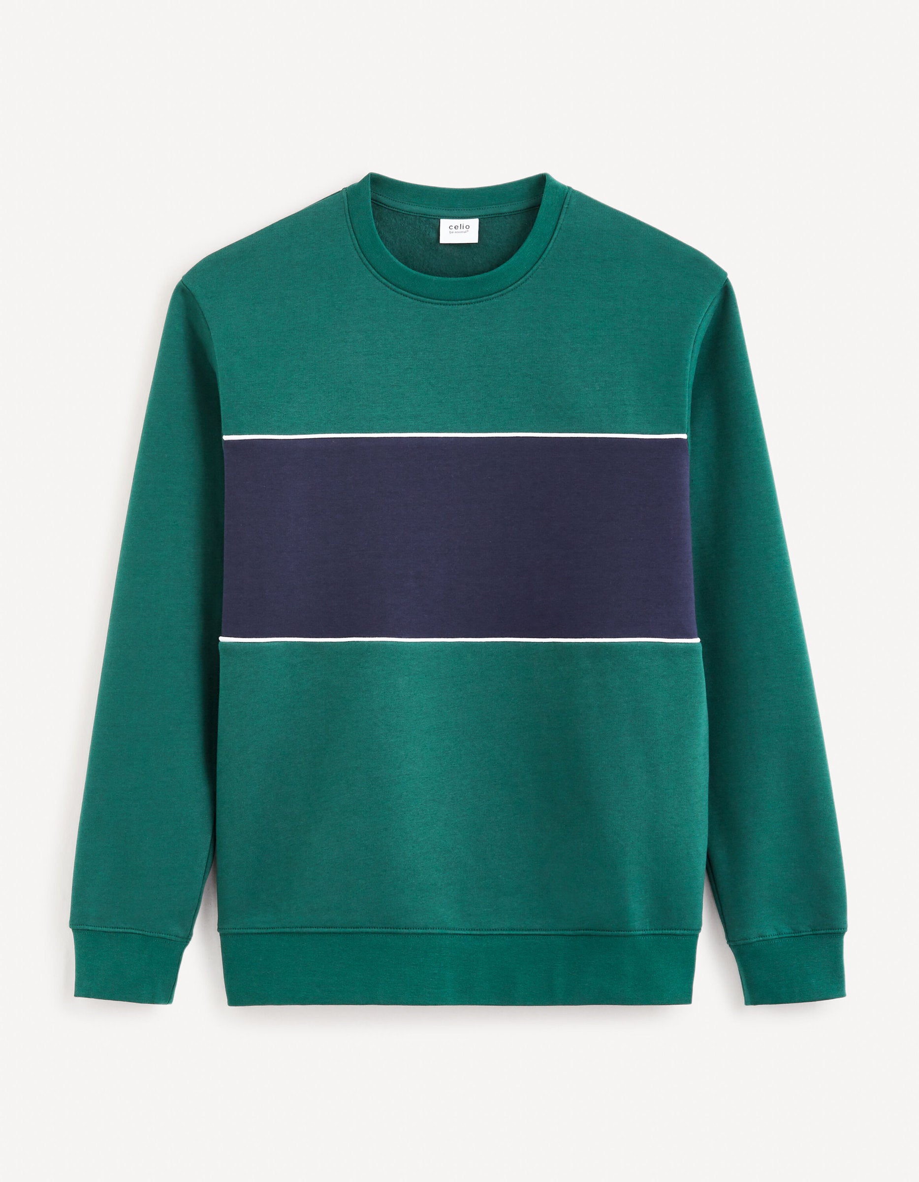 Cotton Blend Crew Neck Sweatshirt - Green_FEHOPE_DARK GREEN_01