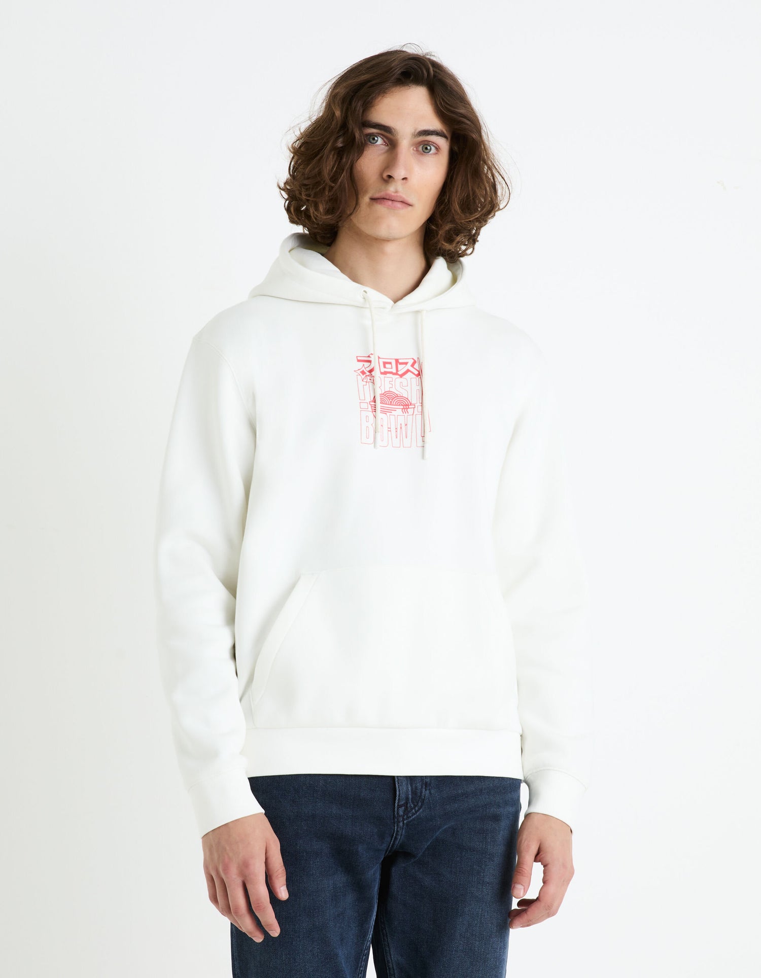 Cotton Blend Hoodie - Beige_FEJABOWL_ECRU_03