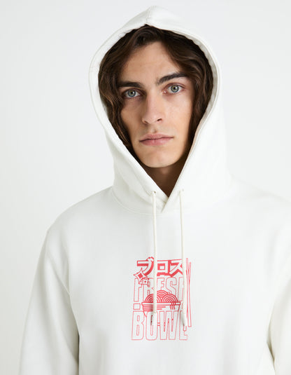 Cotton Blend Hoodie - Beige_FEJABOWL_ECRU_05