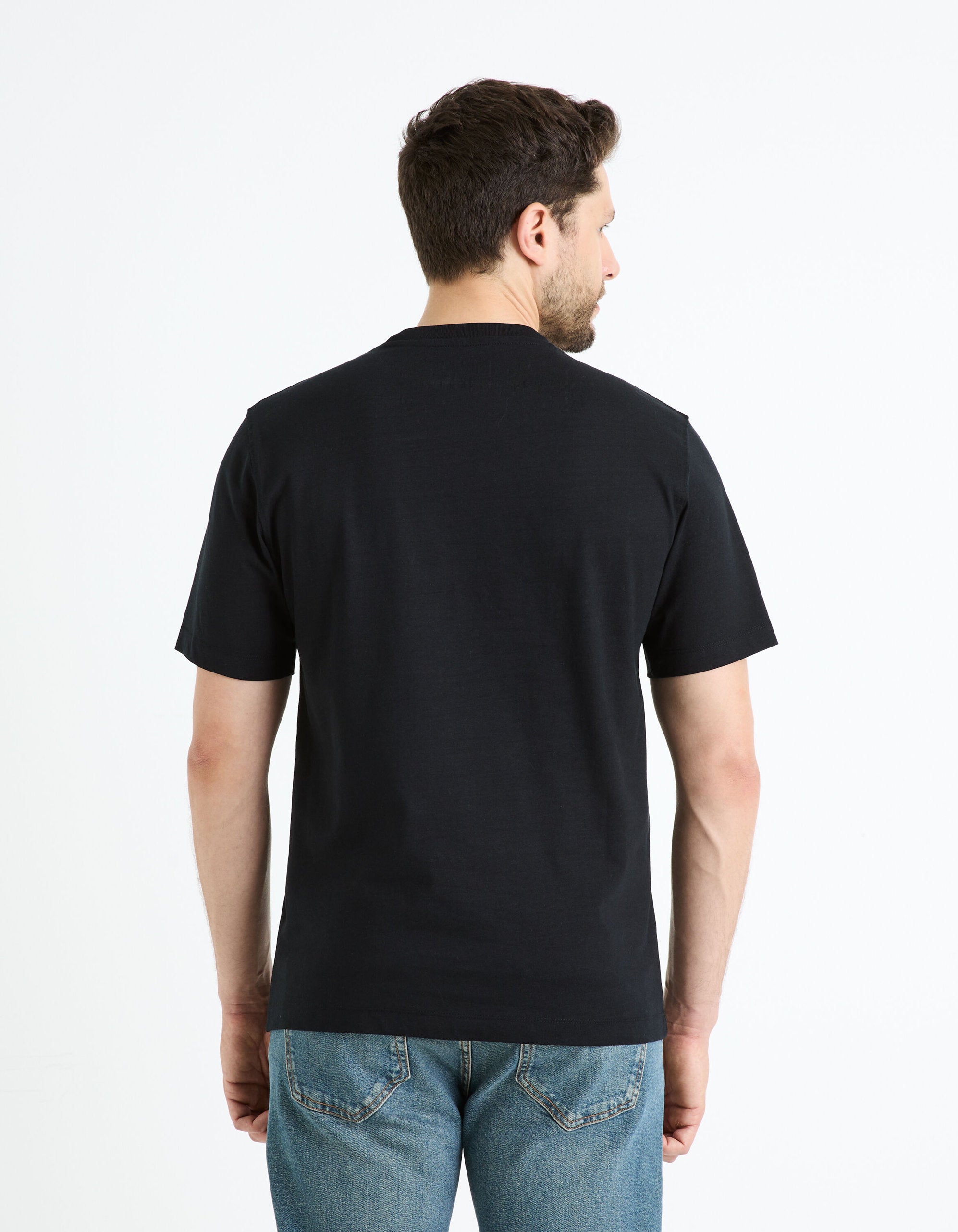 100% Cotton Round Neck T-Shirt - Black_FEJAPOP_BLACK_04
