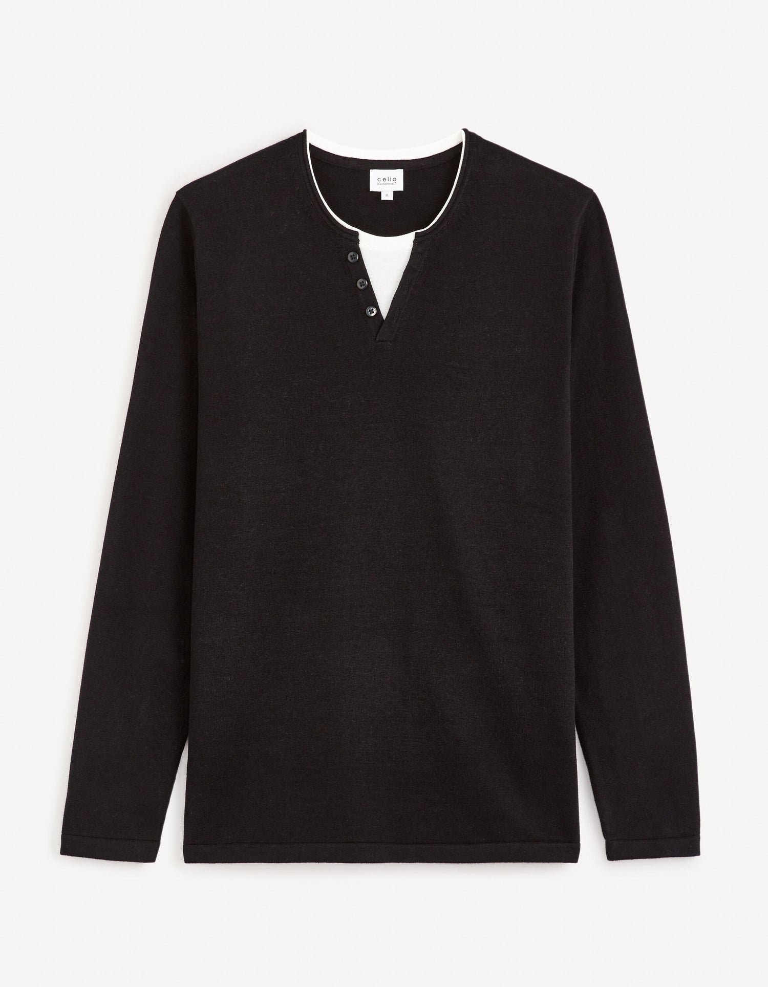 Tunisian Collar Sweater 100% Cotton - Black_FELANO_BLACK_02
