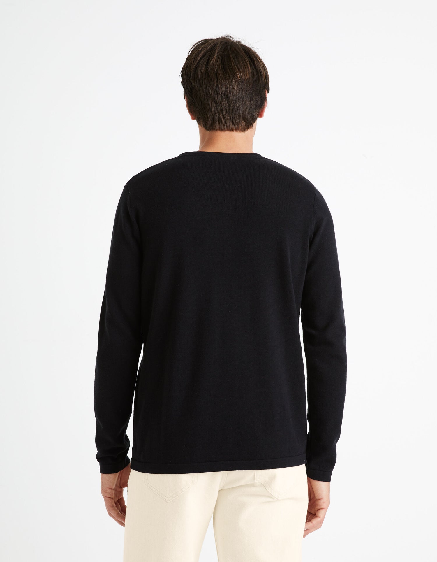 Tunisian Collar Sweater 100% Cotton - Black_FELANO_BLACK_04
