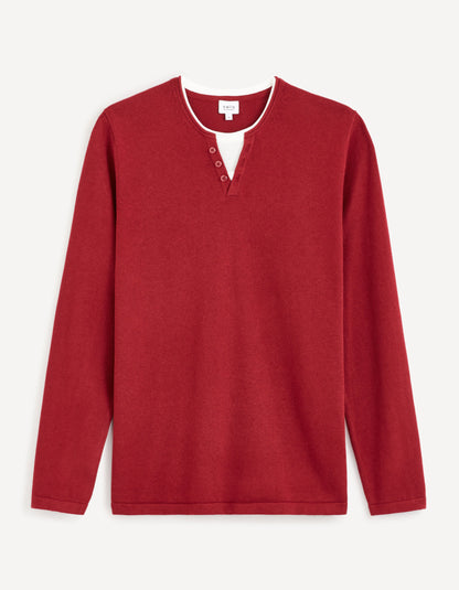 Tunisian Collar Sweater 100% Cotton - Burgundy_FELANO_BURGUNDY_02