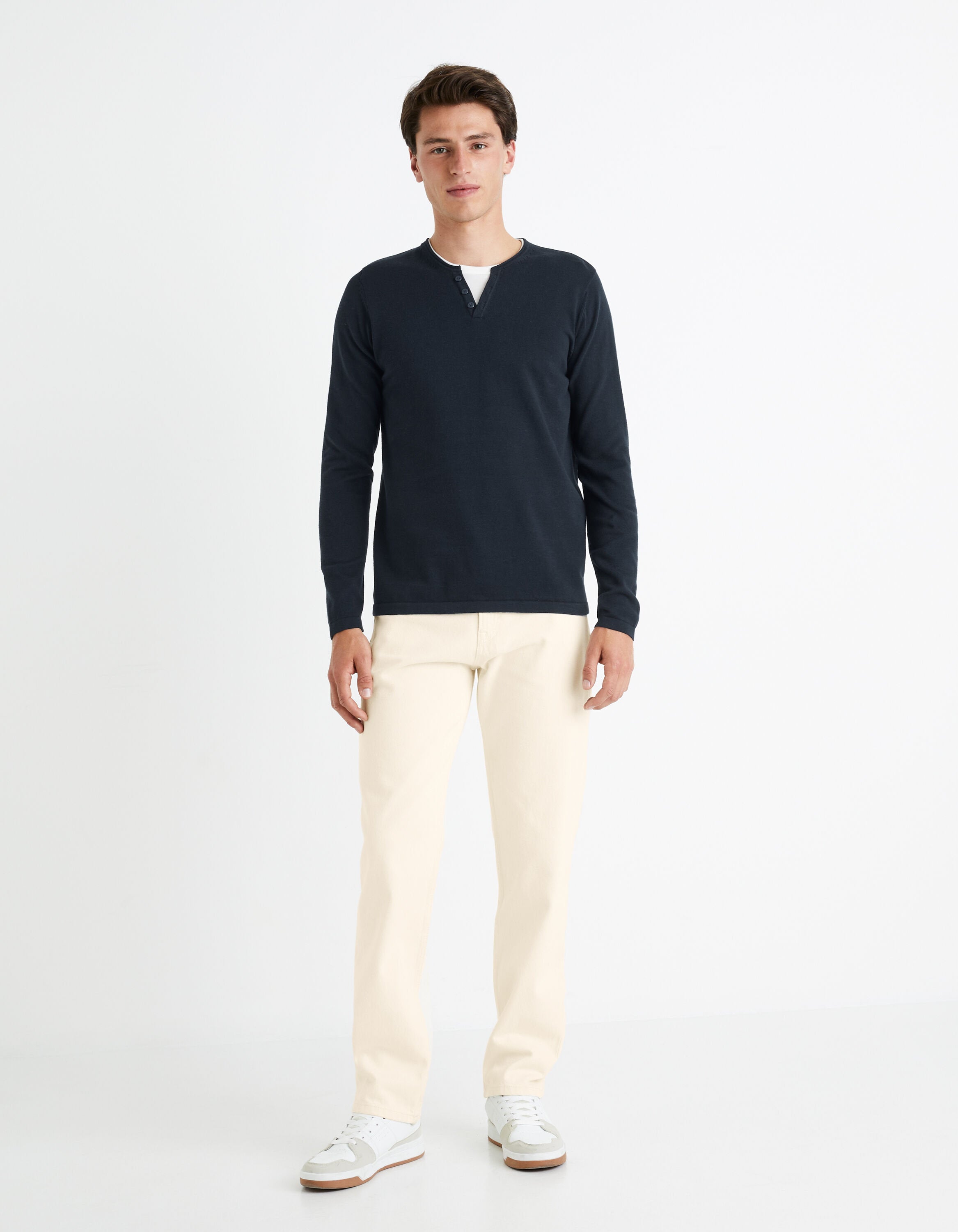 Tunisian Collar Sweater 100% Cotton - Navy_FELANO_NAVY_03