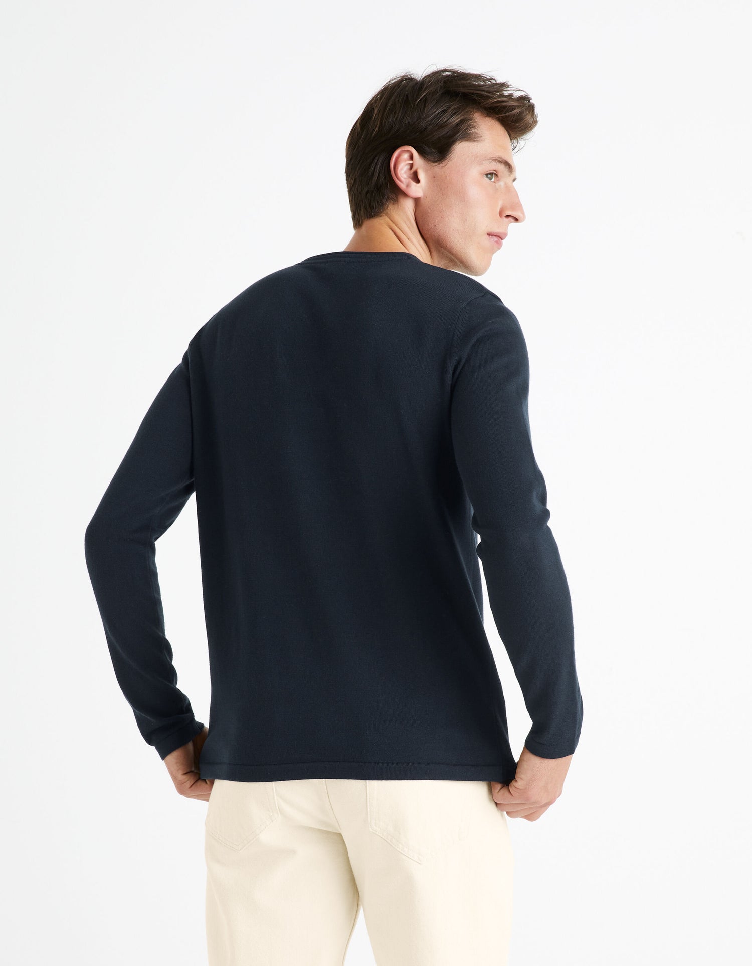 Tunisian Collar Sweater 100% Cotton - Navy_FELANO_NAVY_04