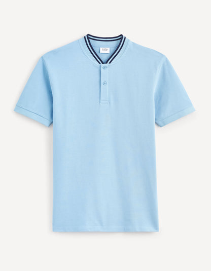 100% Cotton Piqué Polo Shirt - Sky Blue_FELIME_BLUE SKY_01