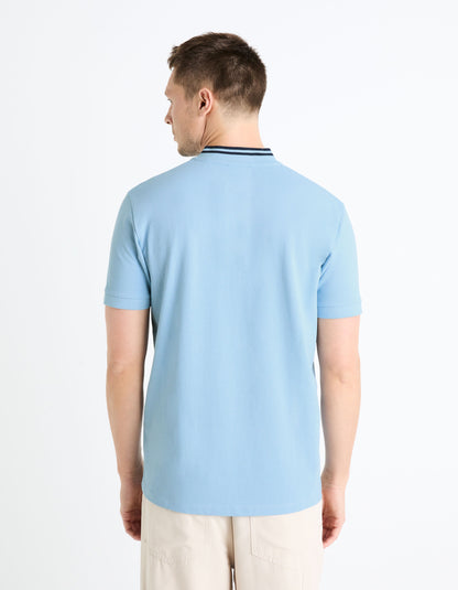 100% Cotton Piqué Polo Shirt - Sky Blue_FELIME_BLUE SKY_04