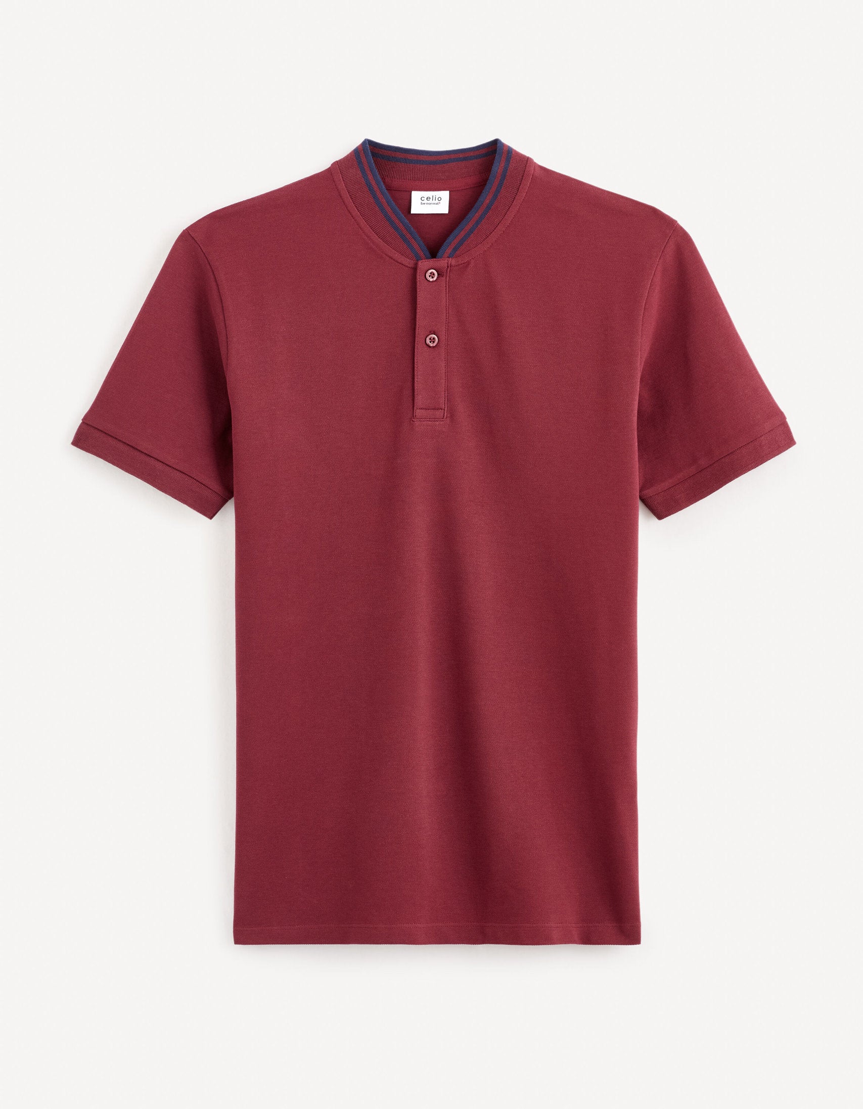 100% Cotton Piqué Polo Shirt - Burgundy_FELIME_BURGUNDY_01