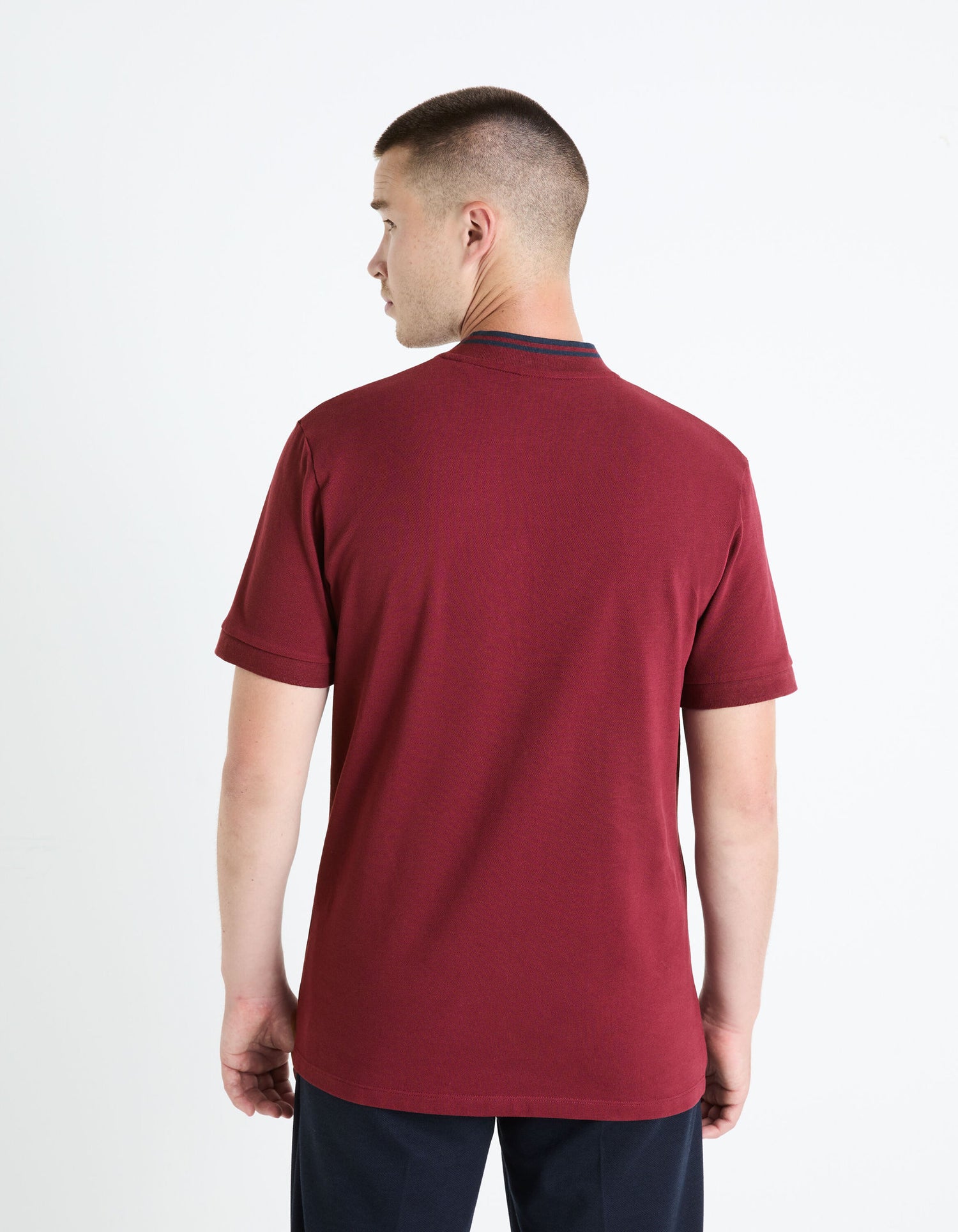 100% Cotton Piqué Polo Shirt - Burgundy_FELIME_BURGUNDY_04