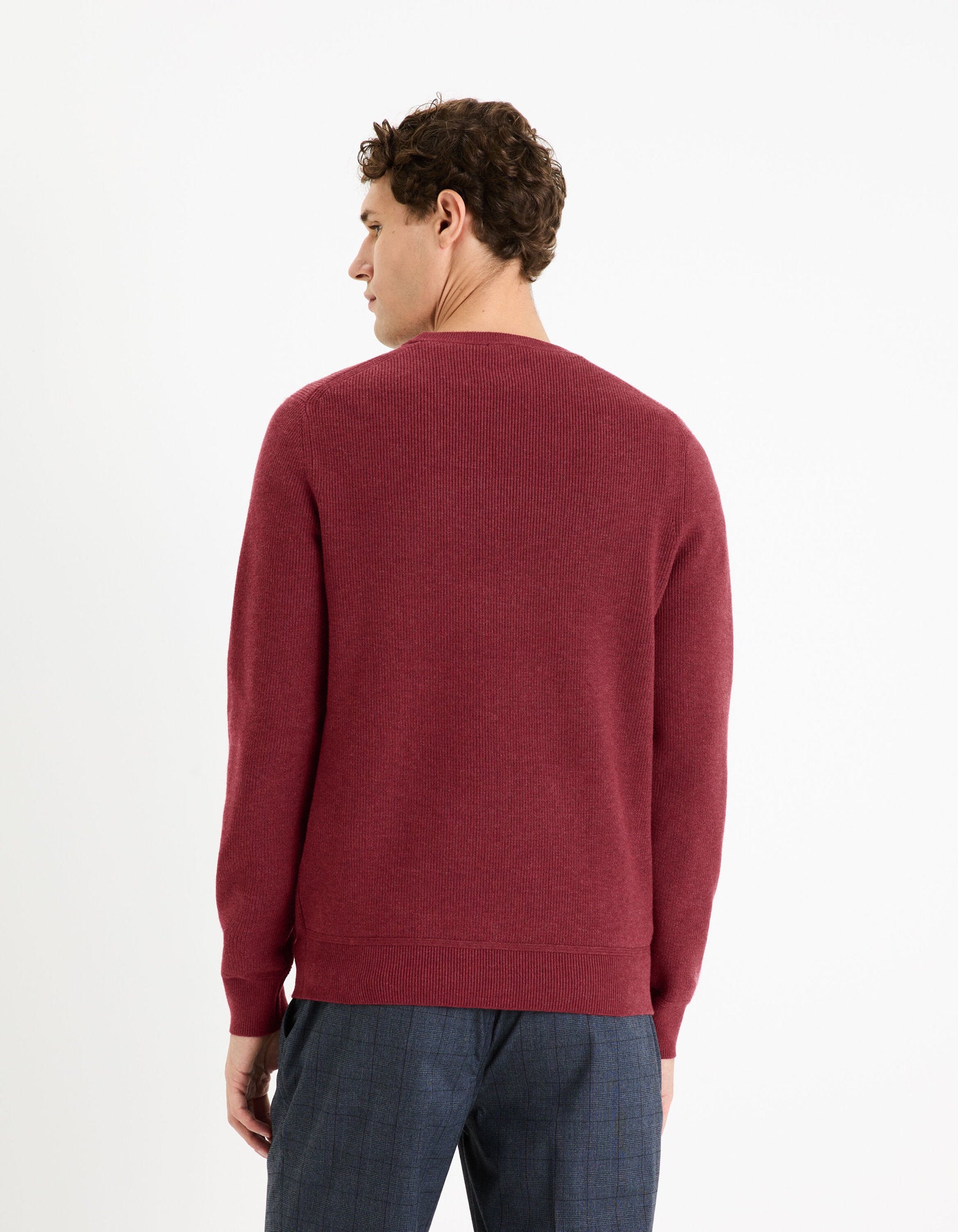 Round Neck Sweater - Red_FEMOON_RED MEL_04