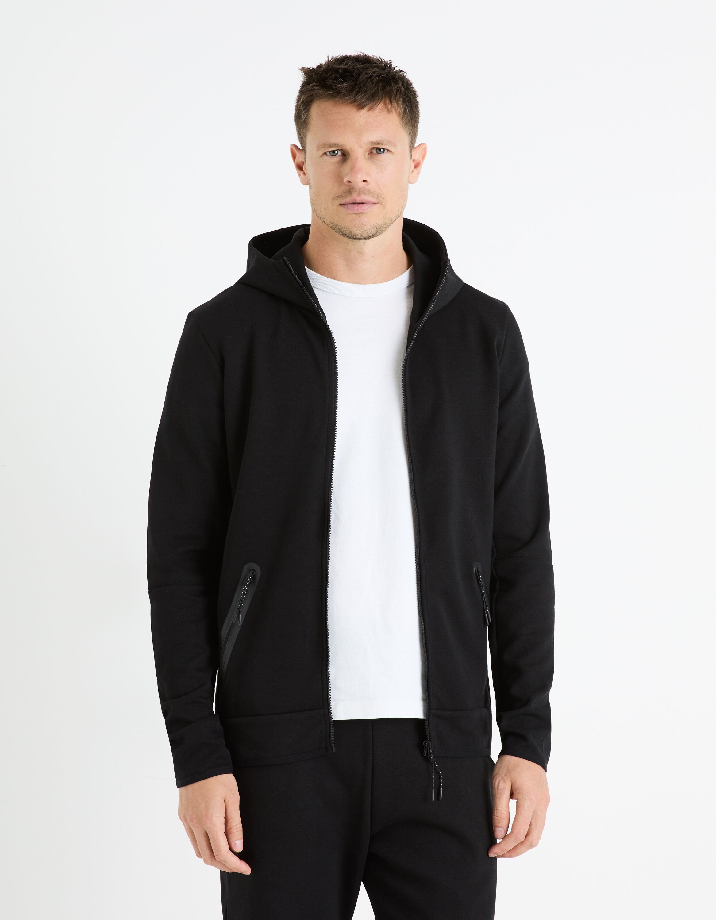 Cotton-Blend Hooded Zip-Up Sweatshirt - Black_FENEWYOKE_BLACK_03