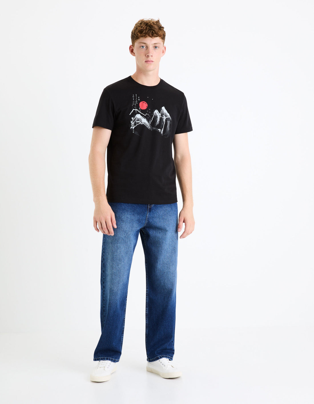 Round Neck T-Shirt 100% Cotton - Black_FENIPON_BLACK_02
