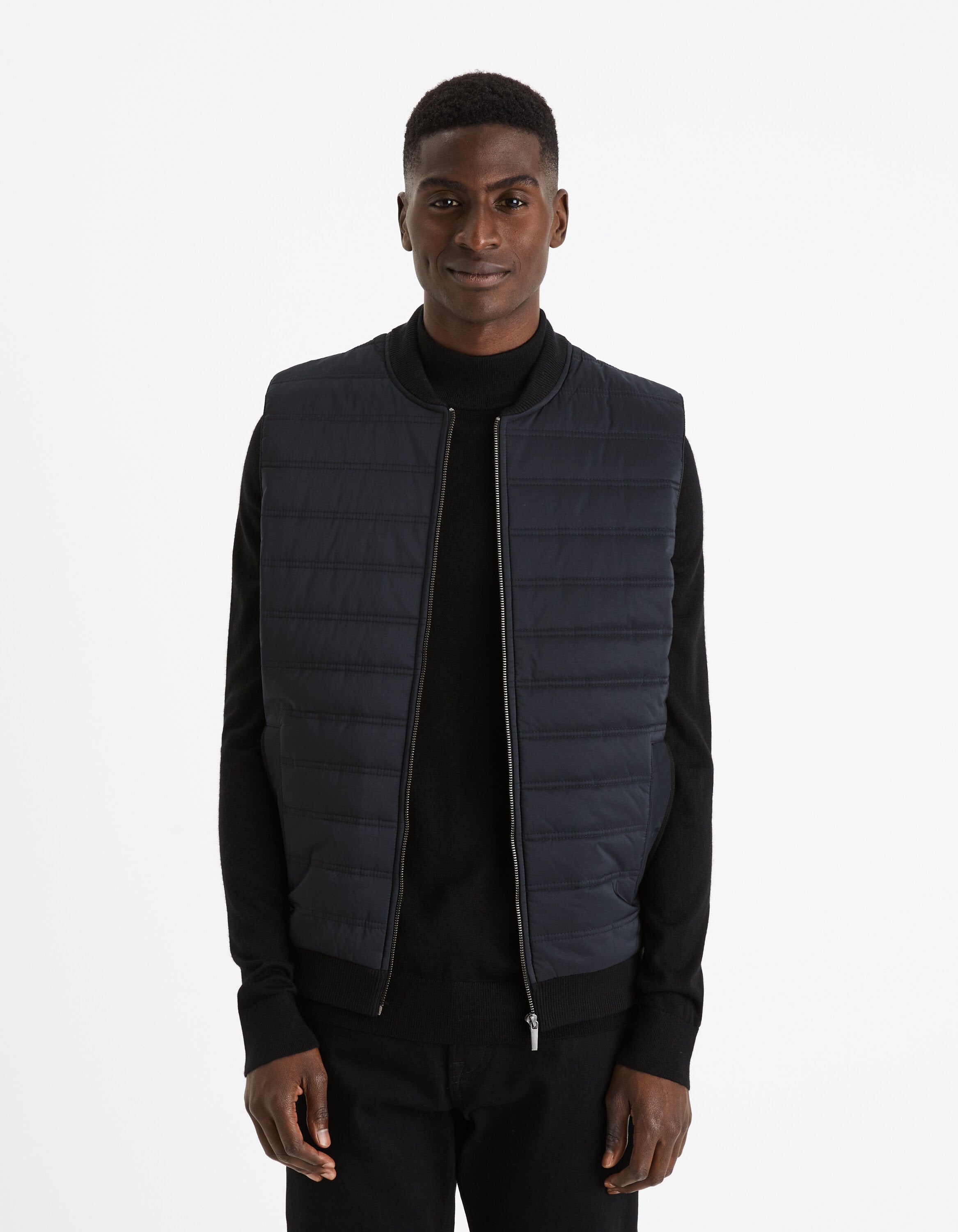 Sleeveless Puffer Jacket? 100% Cotton - Black_FENORDICA_BLACK_03