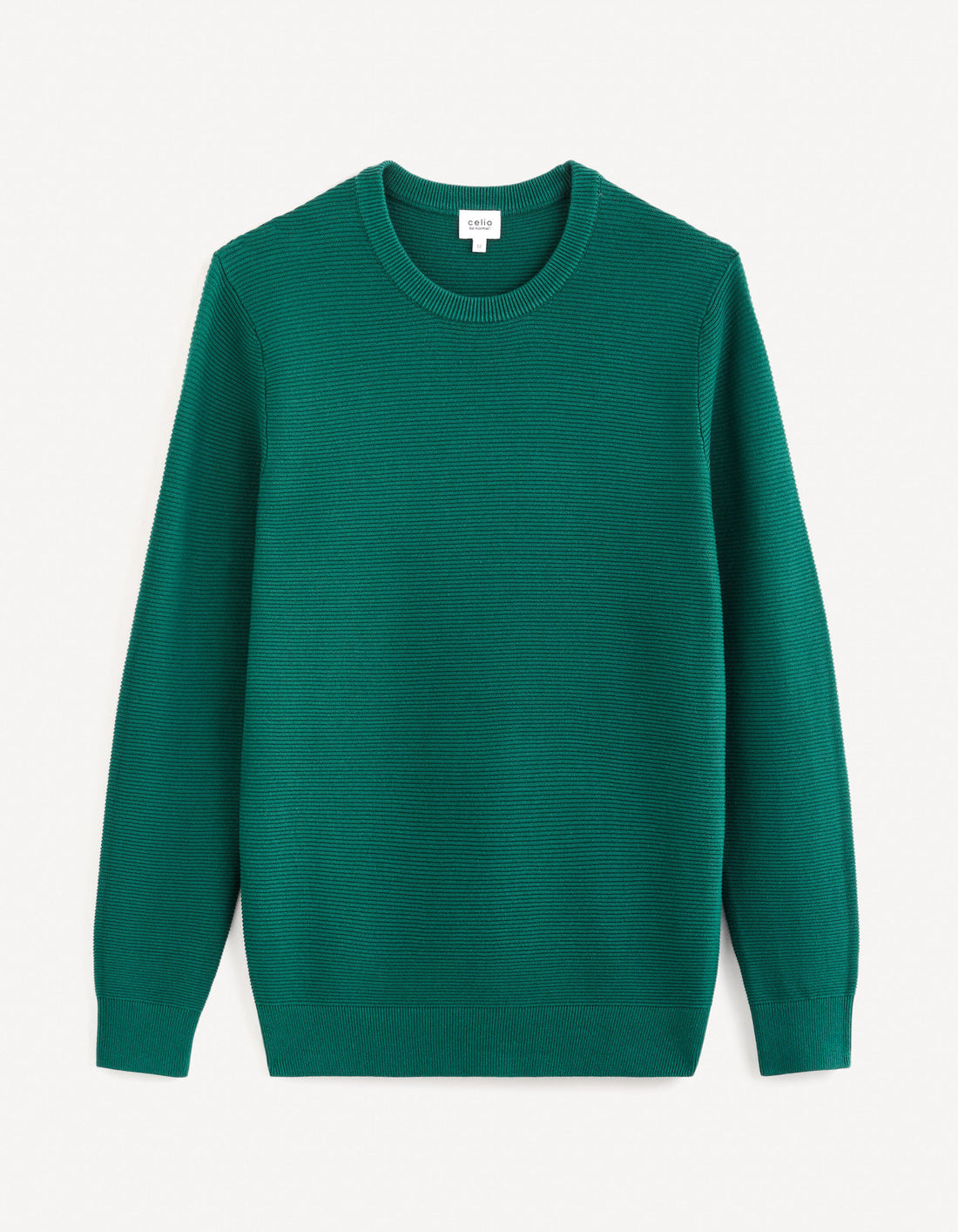 Round Neck Sweater 100% Cotton_FEOTTONI_DARK GREEN_02