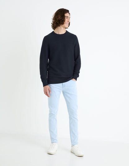 Round Neck Sweater 100% Cotton_FEOTTONI_ENCRE FONCE_03