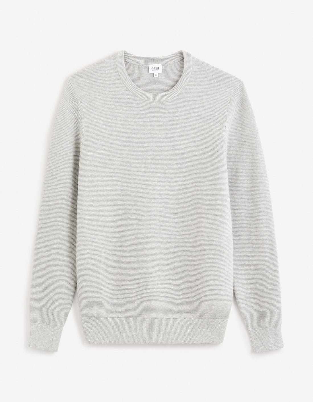 Round Neck Sweater 100% Cotton_FEOTTONI_GREY MEL_02