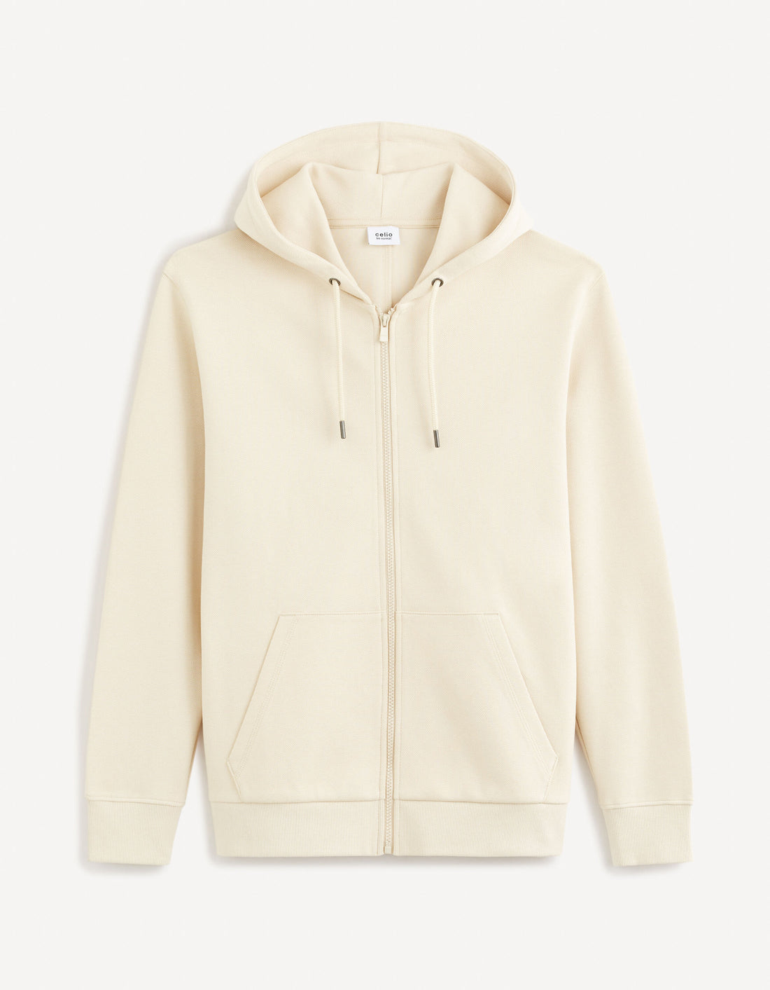 Cotton Blend Zipped Piqué Sweatshirt_FEPIQUET_BEIGE_01