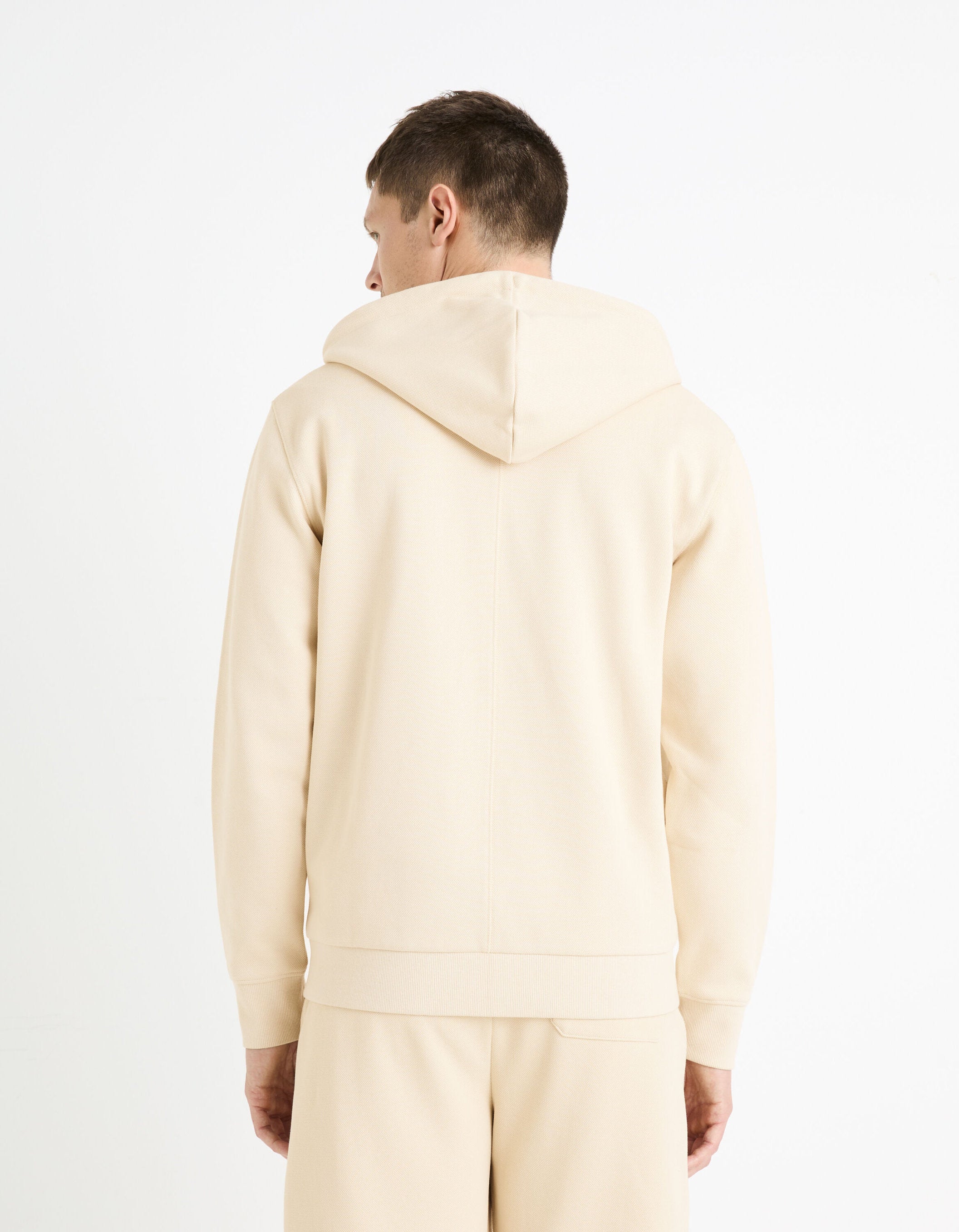 Cotton Blend Zipped Piqué Sweatshirt_FEPIQUET_BEIGE_04