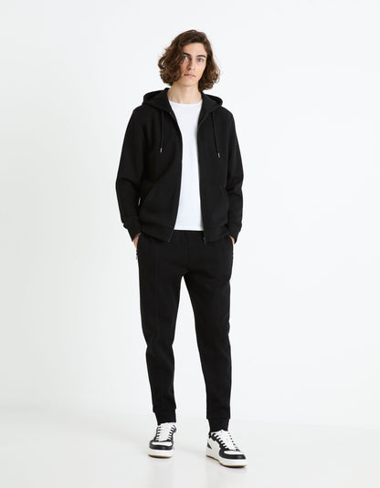 Cotton Blend Zipped Piqué Sweatshirt_FEPIQUET_BLACK_02