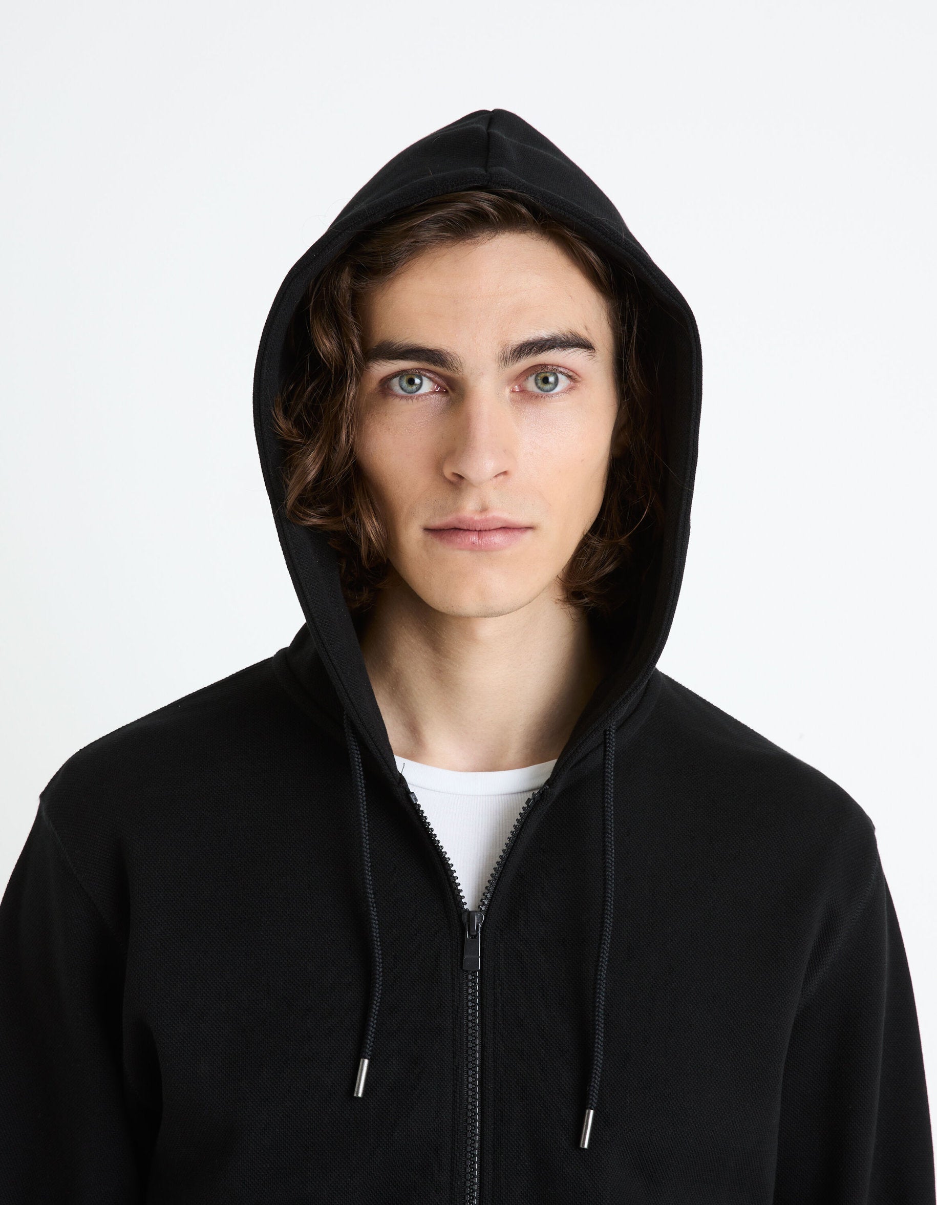 Cotton Blend Zipped Piqué Sweatshirt_FEPIQUET_BLACK_05