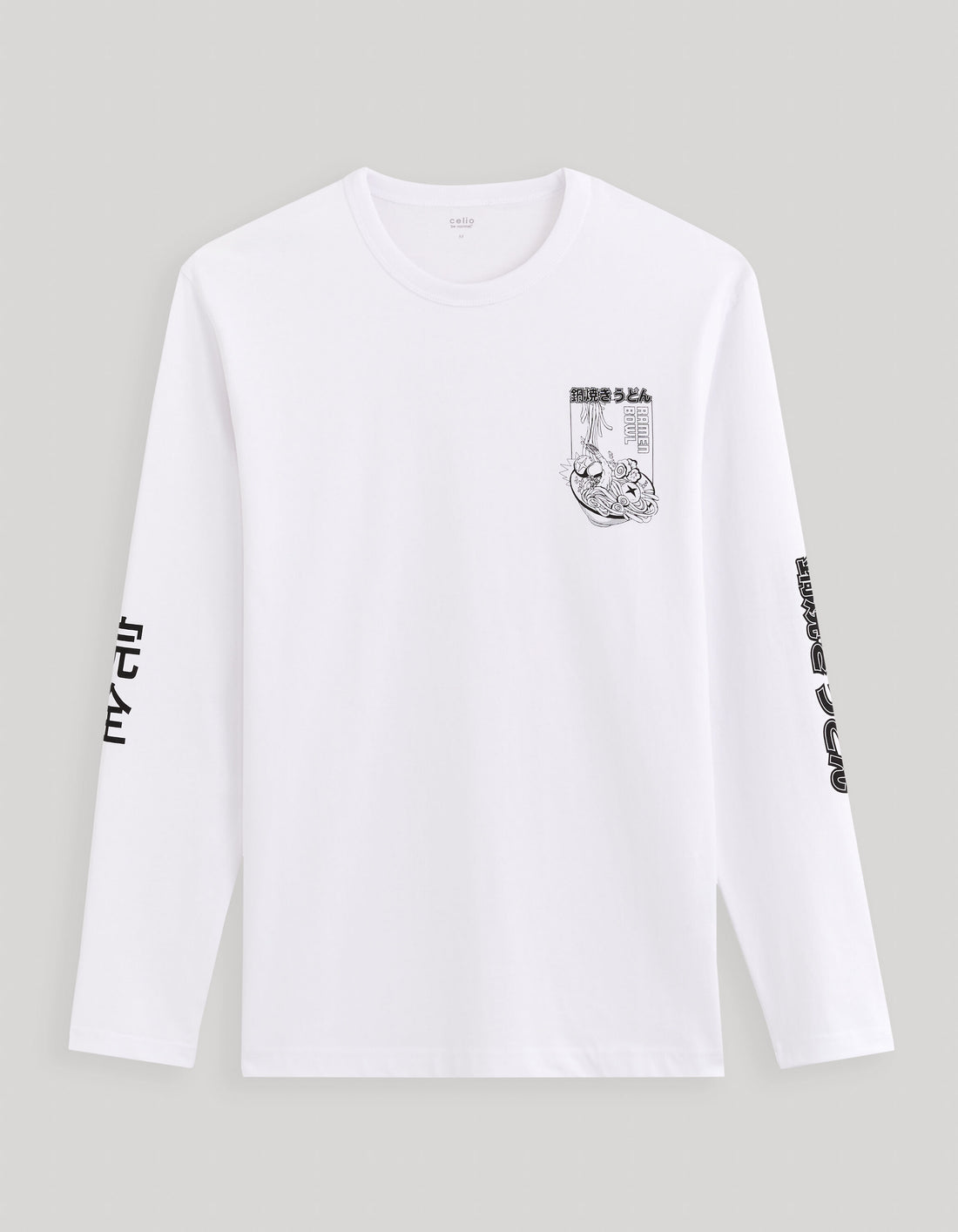 Long-Sleeved T-Shirt 100% Cotton - White_FEPRIME_OPTICAL WHITE_01