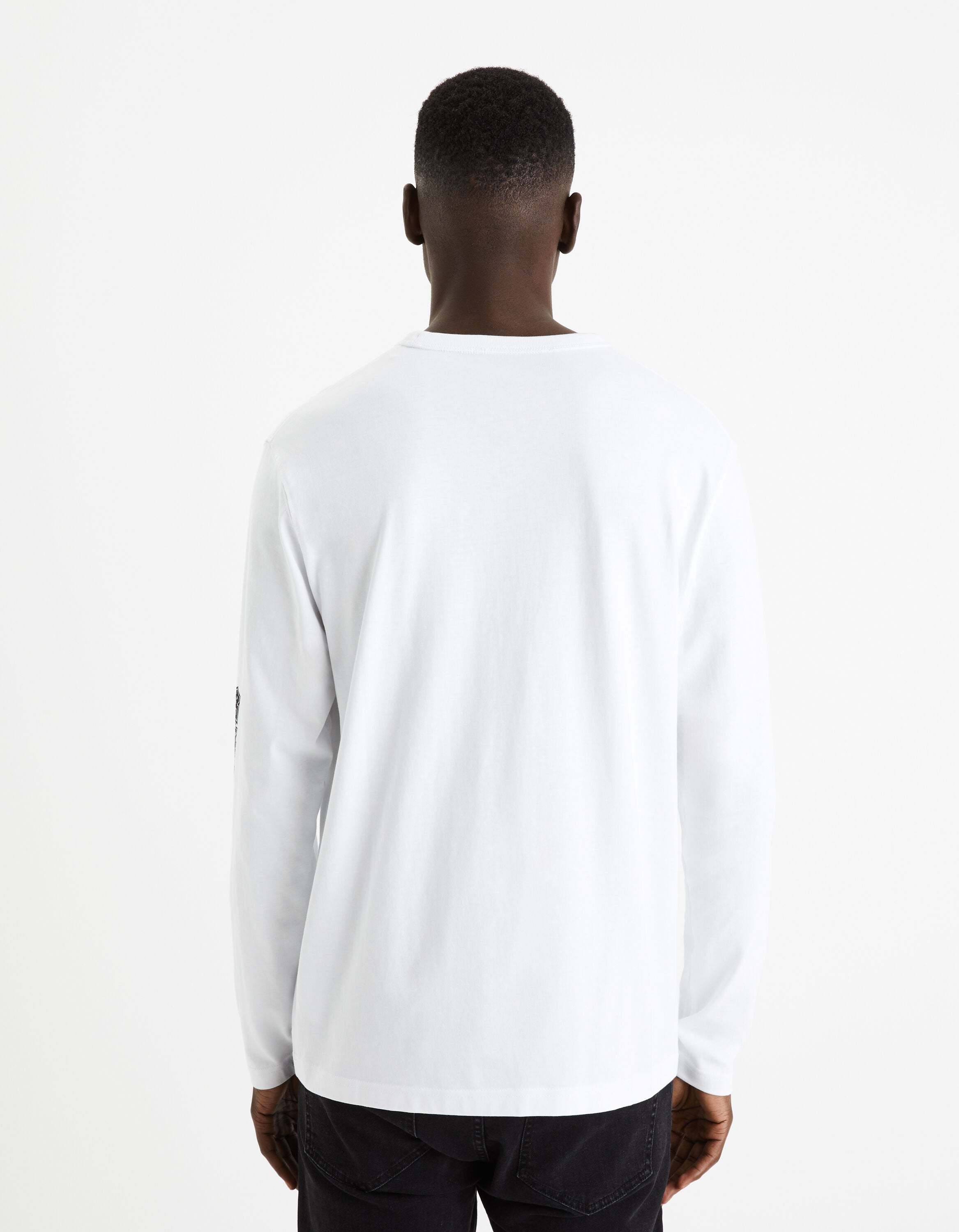 Long-Sleeved T-Shirt 100% Cotton - White_FEPRIME_OPTICAL WHITE_04