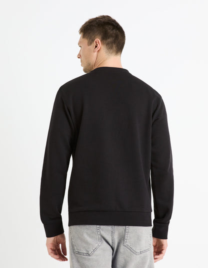 Round Neck Sweatshirt 100% Cotton_FESEVEN_BLACK_04