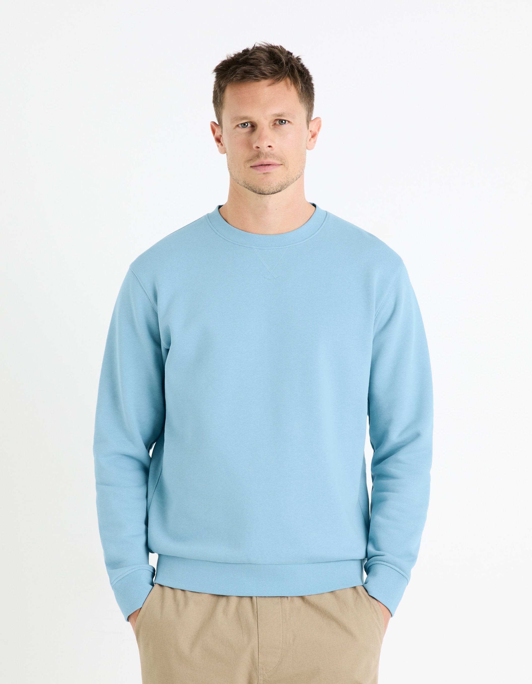 Round Neck Sweatshirt 100% Cotton_FESEVEN_BLUE 01_03