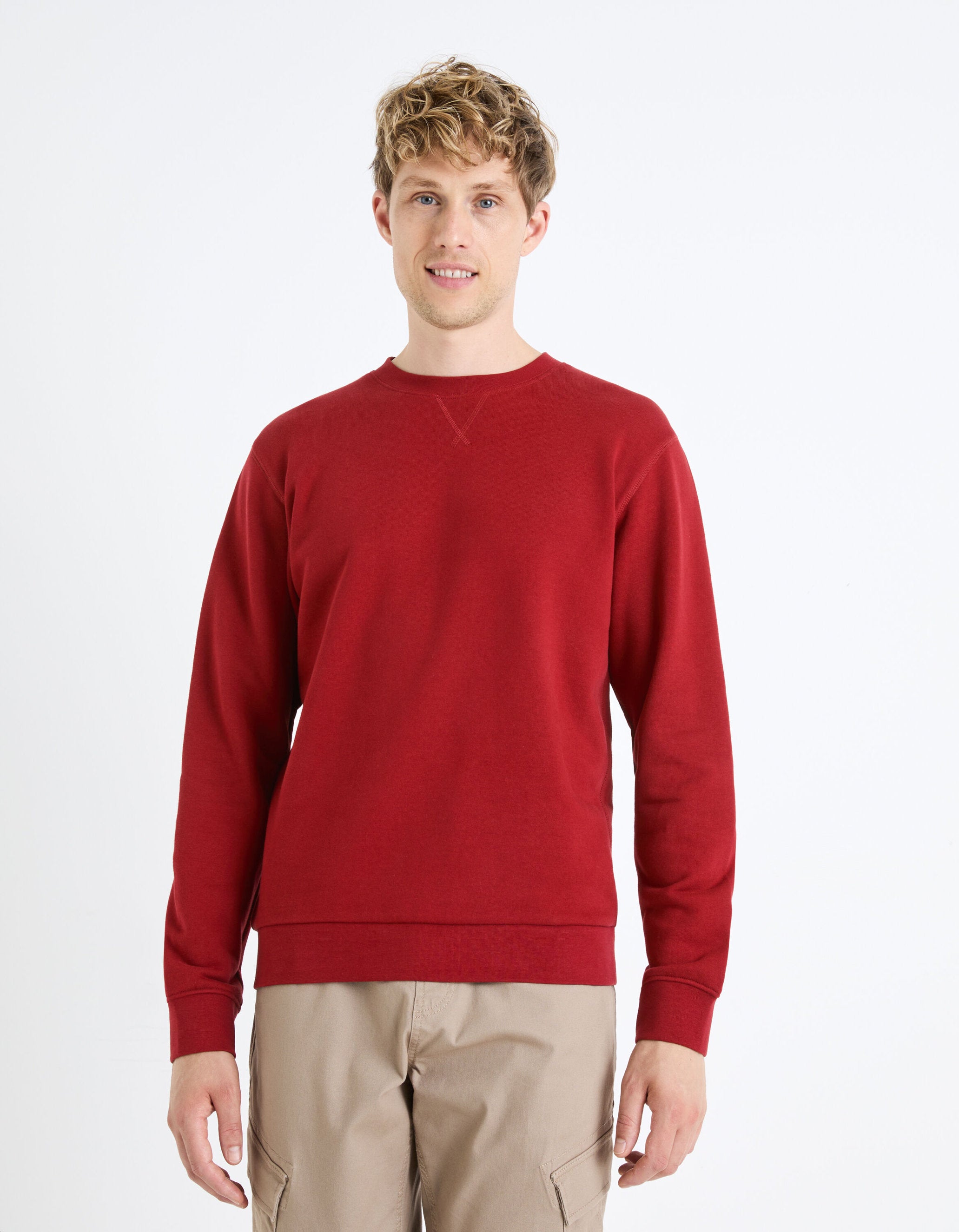 Round Neck Sweatshirt 100% Cotton_FESEVEN_BURGUNDY_03