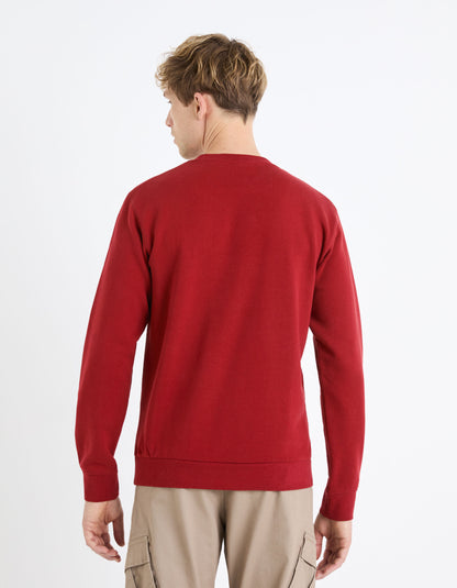 Round Neck Sweatshirt 100% Cotton_FESEVEN_BURGUNDY_04