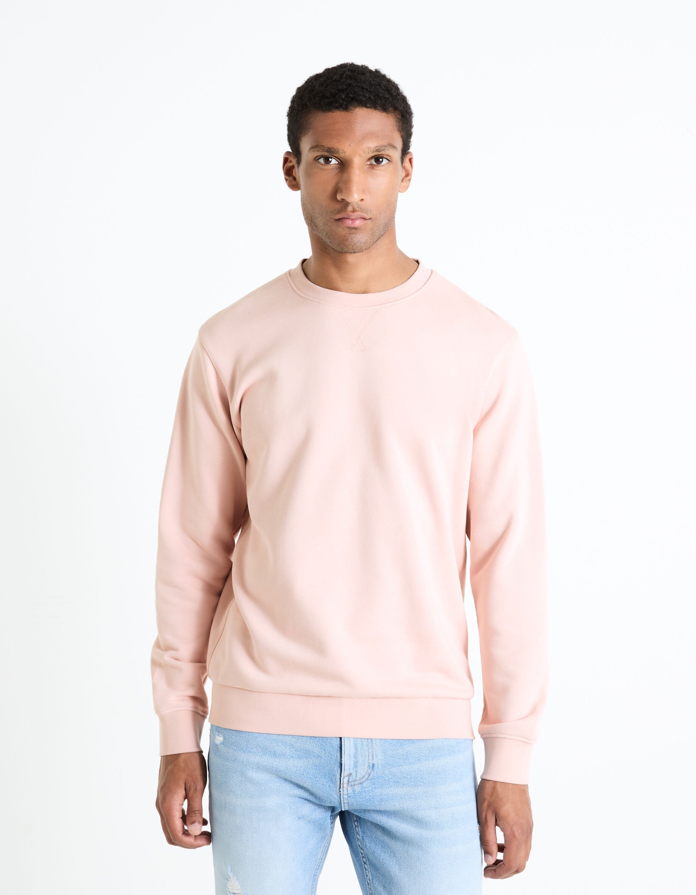 Round Neck Sweatshirt 100% Cotton_FESEVEN_DUSTY PINK 02_03