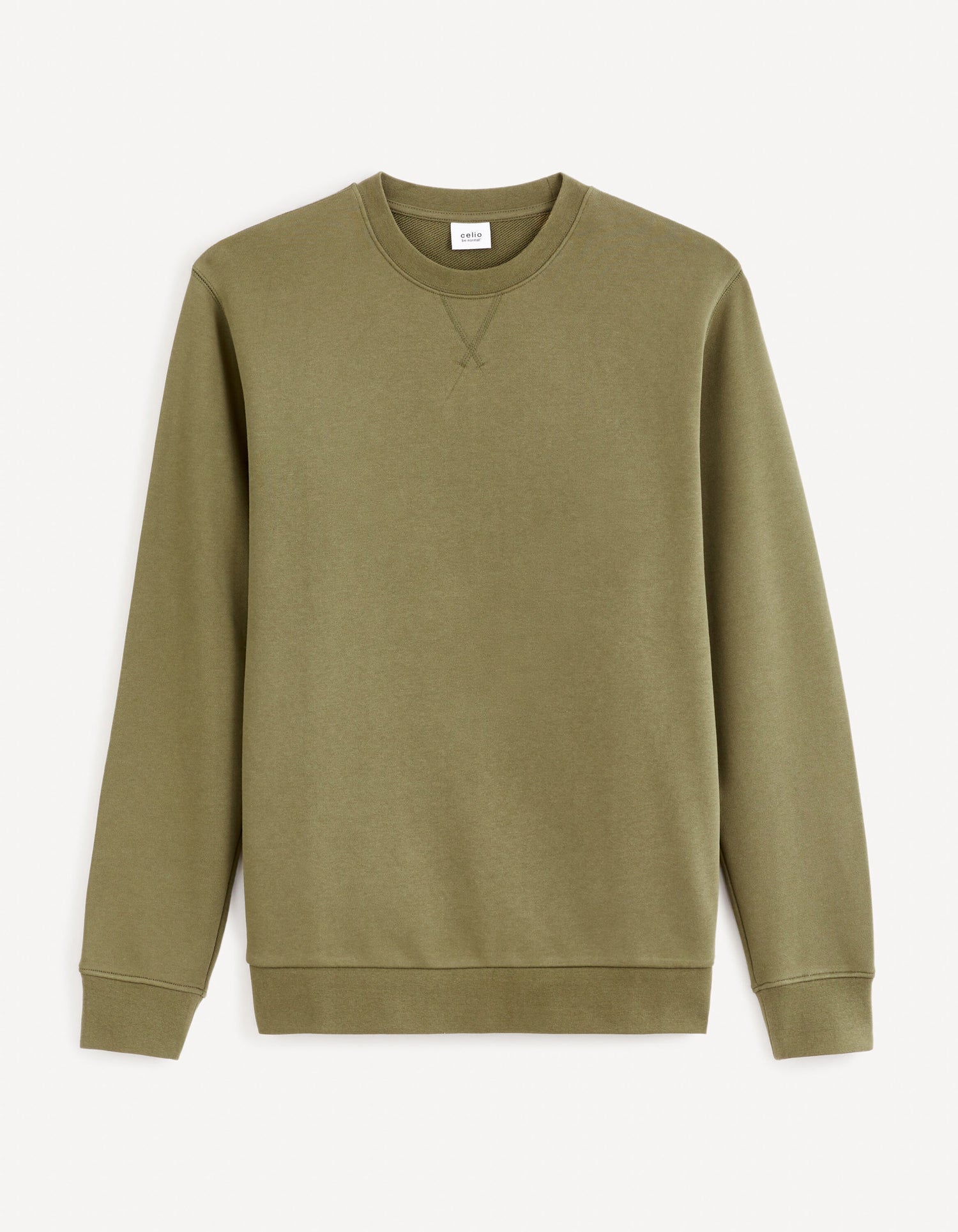 Round Neck Sweatshirt 100% Cotton_FESEVEN_KHAKI_01