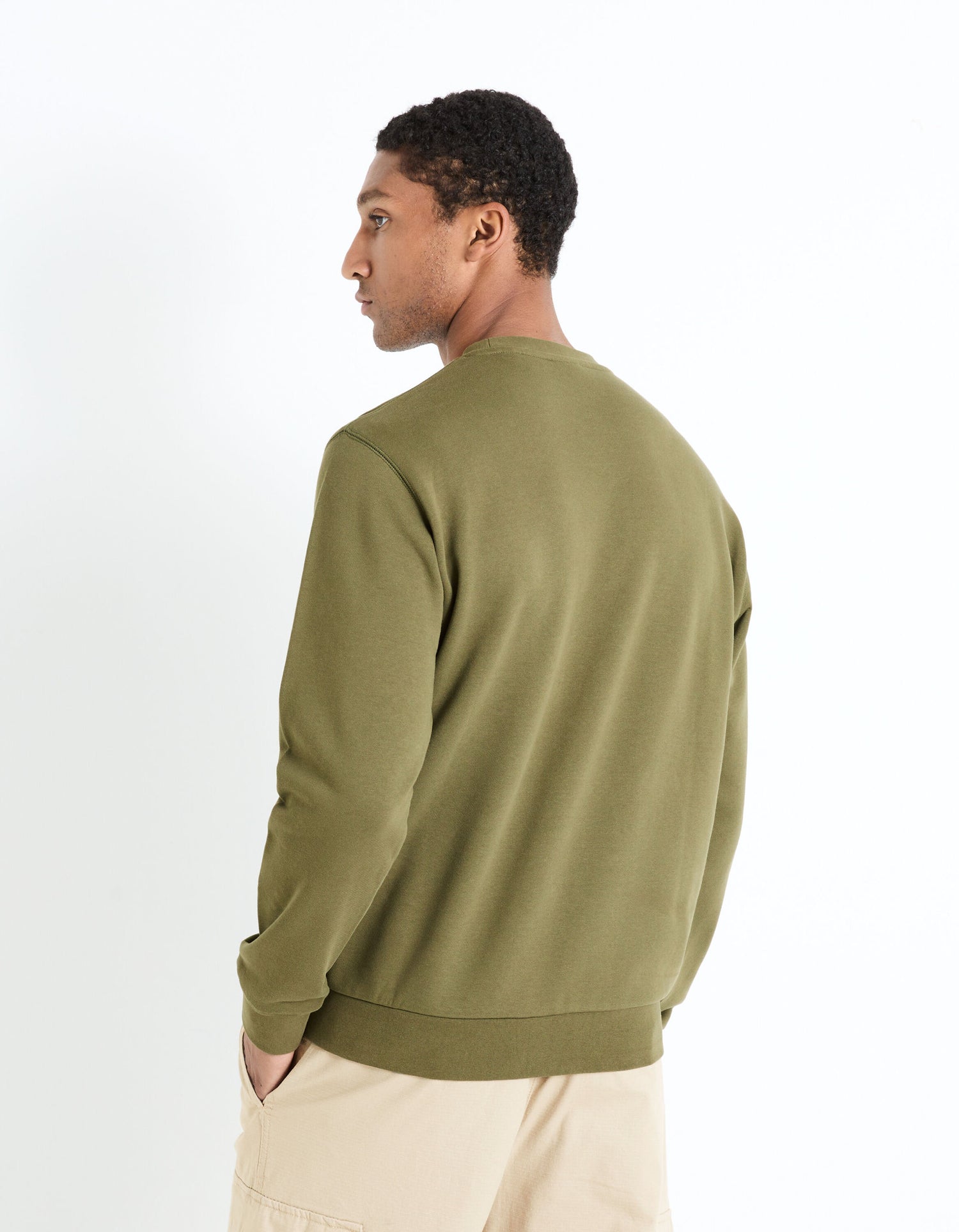 Round Neck Sweatshirt 100% Cotton_FESEVEN_KHAKI_04