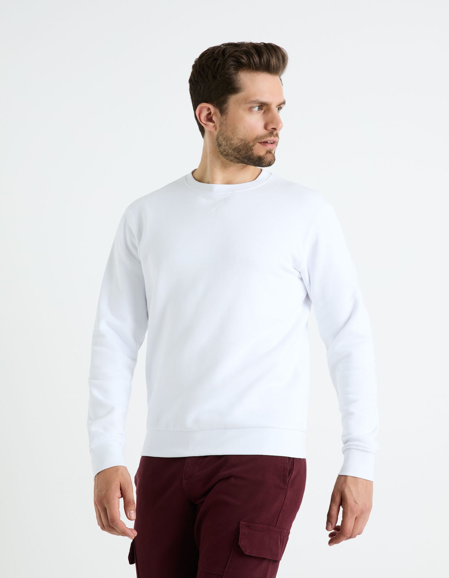 Round Neck Sweatshirt Cotton_FESEVEN_OPTICAL WHITE_03