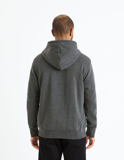 Cotton Blend Zipped Hooded Sweatshirt_FESHERPAX_ANTHRACITE CHINE_04