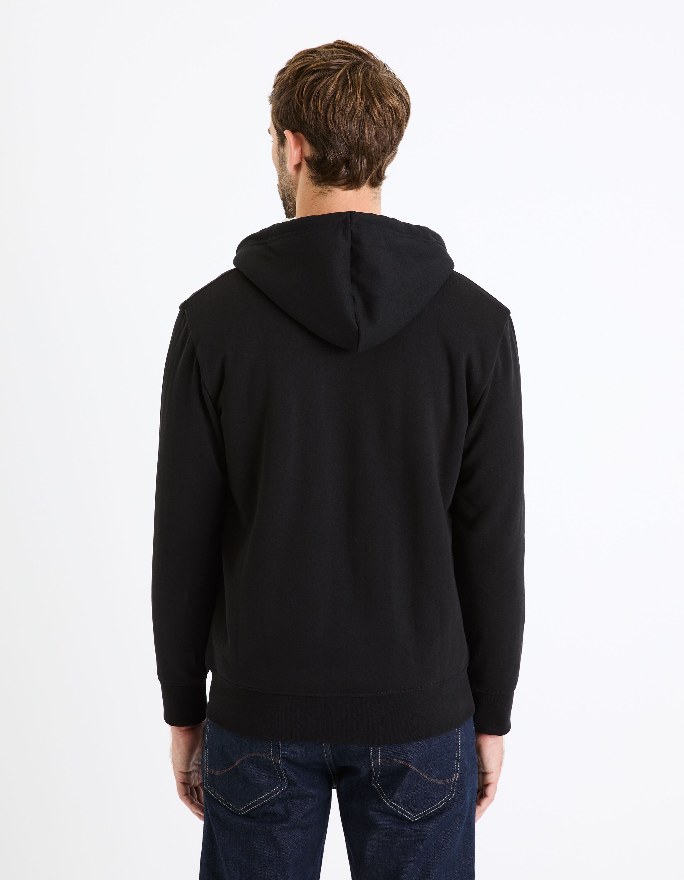 Cotton Blend Zipped Hooded Sweatshirt_FESHERPAX_BLACK_04