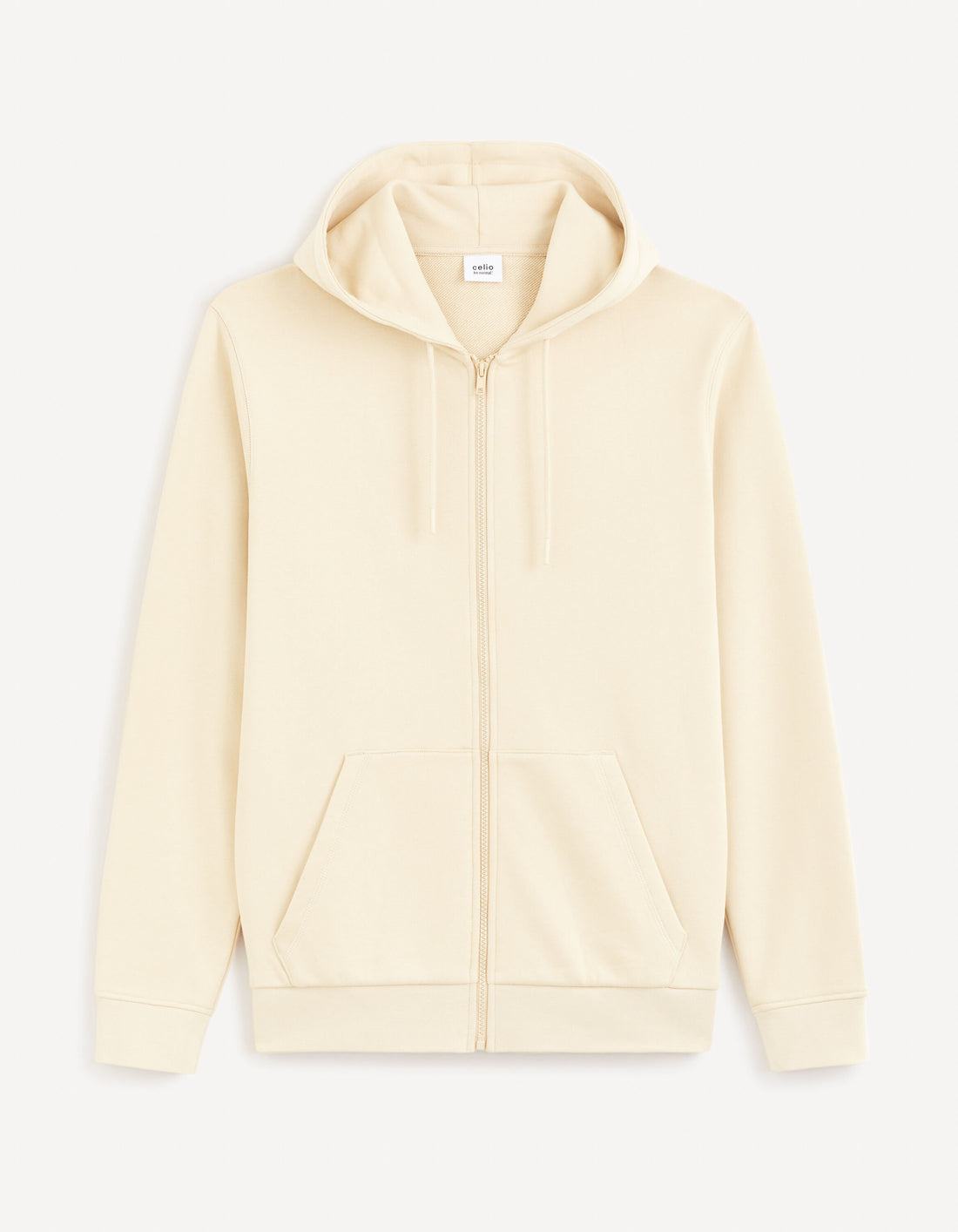 Zipped Hooded Sweatshirt 100% Cotton_FETHREE_BEIGE_01
