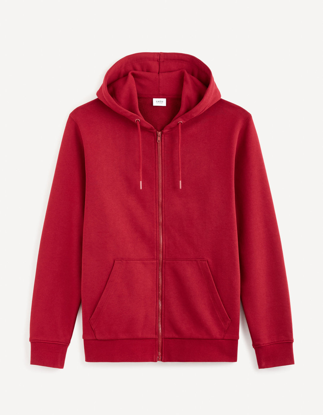 Zipped Hooded Sweatshirt 100% Cotton_FETHREE_BURGUNDY_01