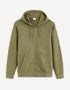 Zipped Hooded Sweatshirt 100% Cotton_FETHREE_KHAKI_01