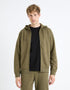 Zipped Hooded Sweatshirt 100% Cotton_FETHREE_KHAKI_03