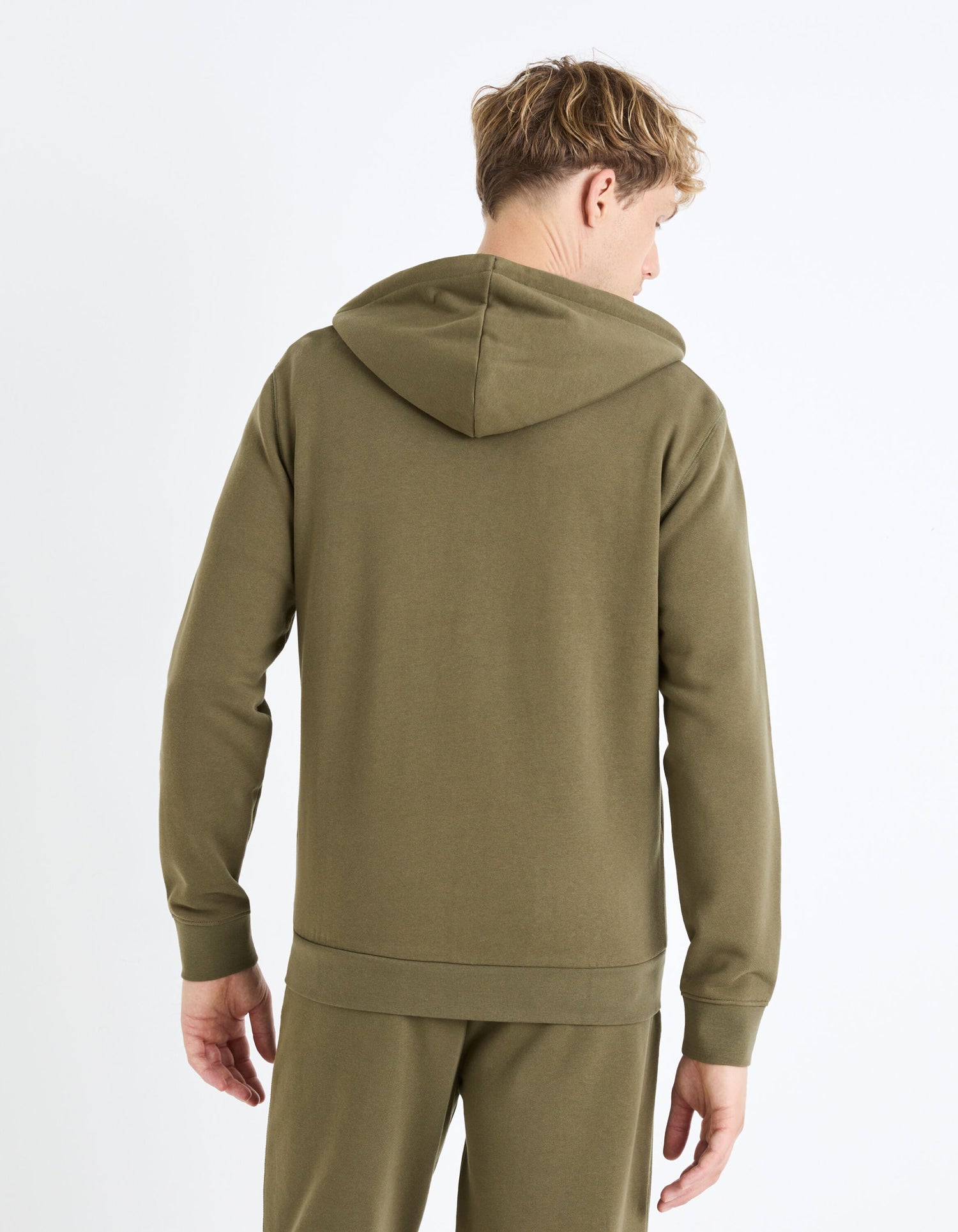 Zipped Hooded Sweatshirt 100% Cotton_FETHREE_KHAKI_04