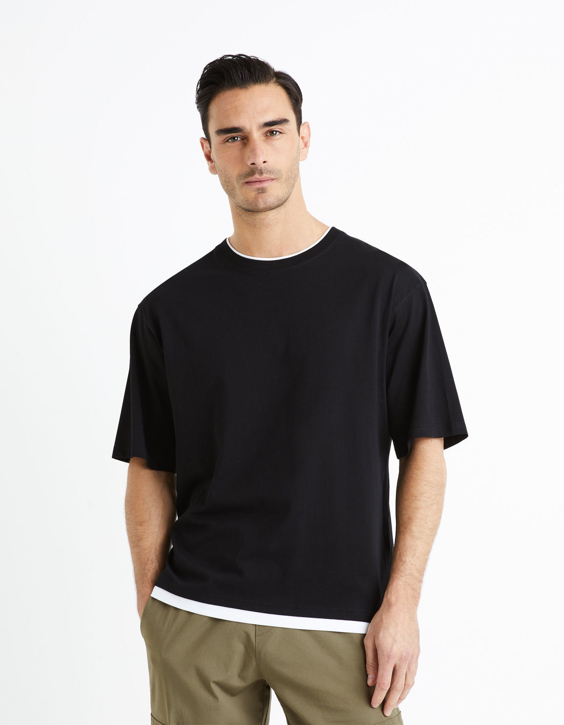 Round Neck T-Shirt 100% Cotton_FETWIN_BLACK_01