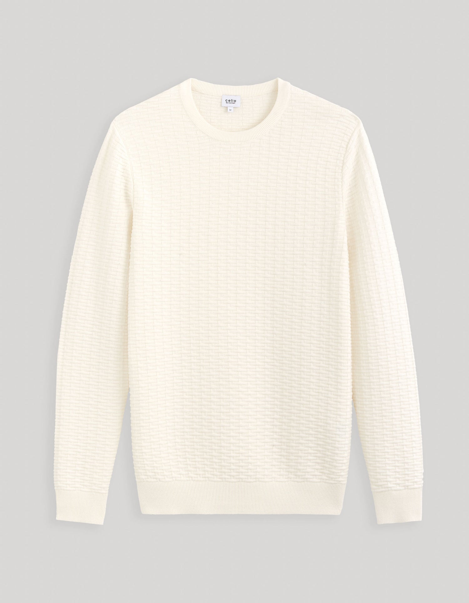 Round Neck Sweater 100% Cotton_FEWALL_ECRU_02