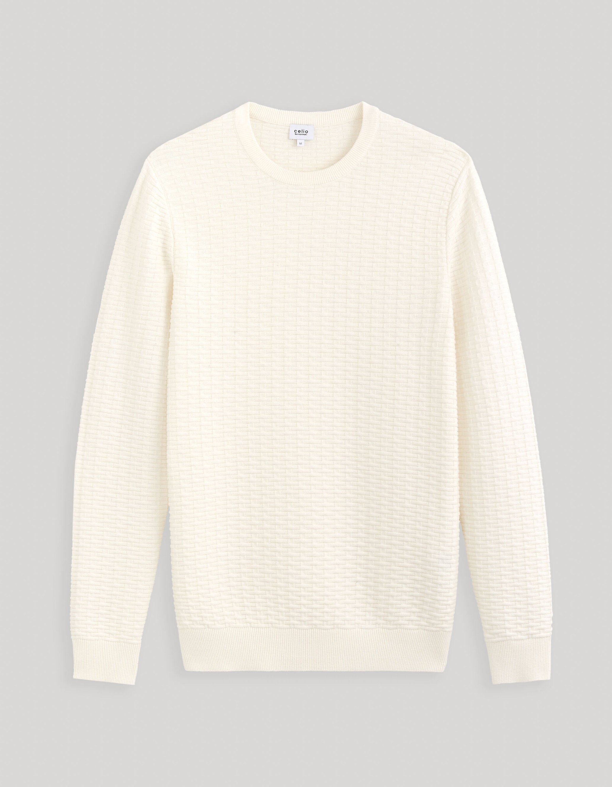 Round Neck Sweater 100% Cotton_FEWALL_ECRU_02