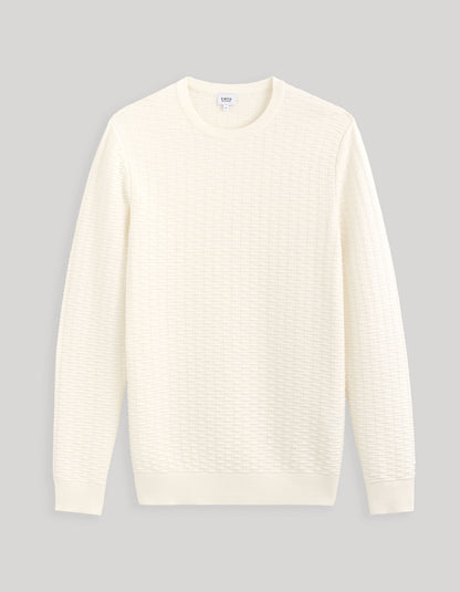 Round Neck Sweater 100% Cotton_FEWALL_ECRU_02