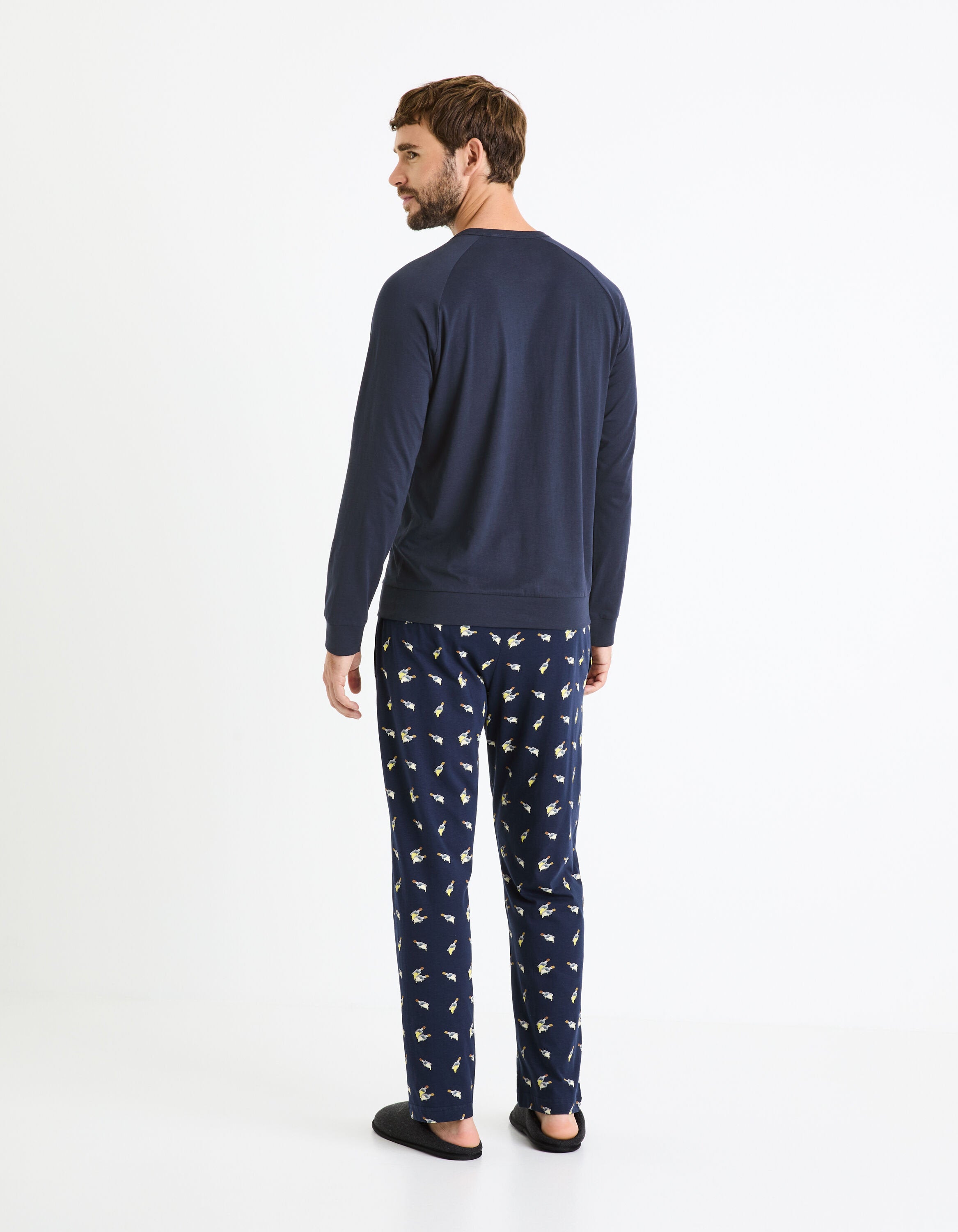 Long-Sleeved Pajamas And Pants Cotton - Navy_FIPYCHEESE_NAVY_03